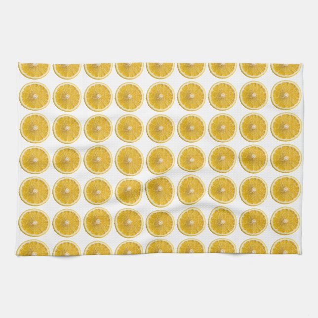 Fresh Yellow Lemon Slice Citrus Pattern Kitchen Kitchen Towel (Horizontal)
