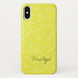 Fresh Yellow Lemon Slice Citrus Pattern with Name Case-Mate iPhone Case