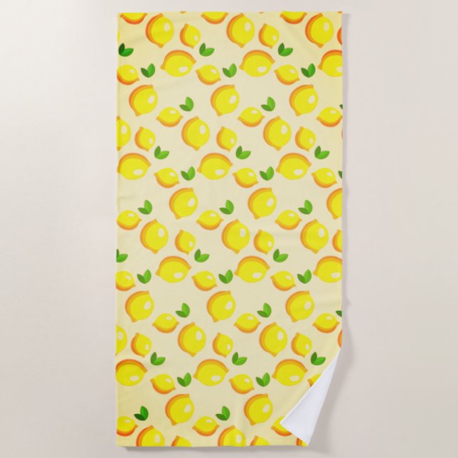 Fresh Yellow Lemons - Beach Towel (Front)