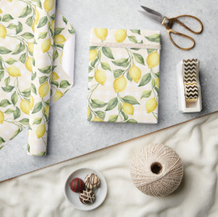 Fresh Yellow Lemons Bridal Shower Wrapping Paper
