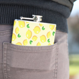 Fresh Yellow Lemons Hip Flask