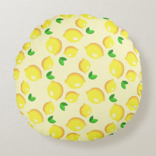 Fresh Yellow Lemons Round Pillow