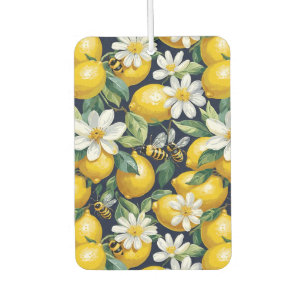 Fresh Yellow Lemons With Busy Bees & White Blooms Air Freshener