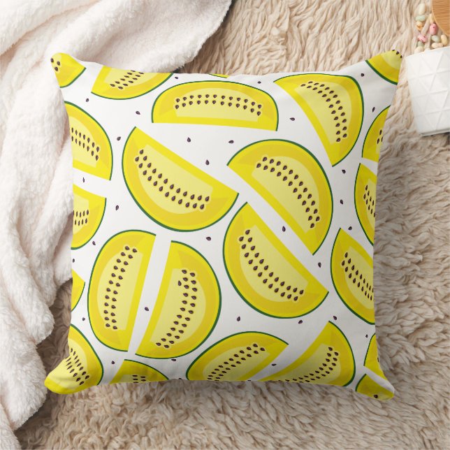 Fresh Yellow Melon Slices Pattern Throw Pillow (Blanket)