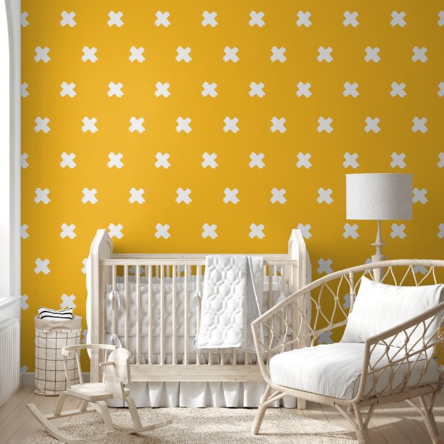 Fresh Yellow-White Cross Pattern  Wallpaper (Kids)