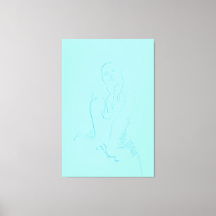 Freshing Watercolor Line Art Dancing Female Canvas Print