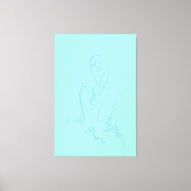 Freshing Watercolor Line Art Dancing Female Canvas Print (Front)