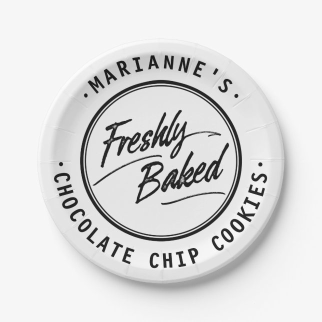 Freshly Baked Personalized Label Paper Plate (Front)