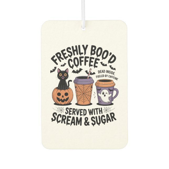 Freshly Boo'd Coffee Halloween Air Freshener (Front)