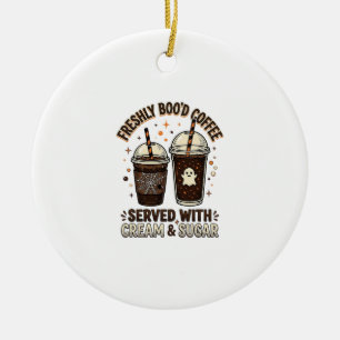 Freshly Bood Coffee Halloween Ghost Cup Ceramic Ornament