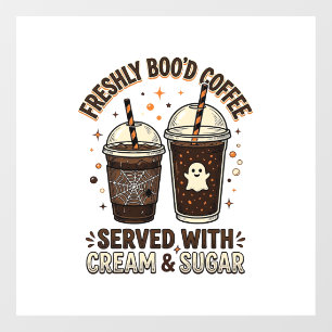 Freshly Bood Coffee Halloween Ghost Cup Window Cling