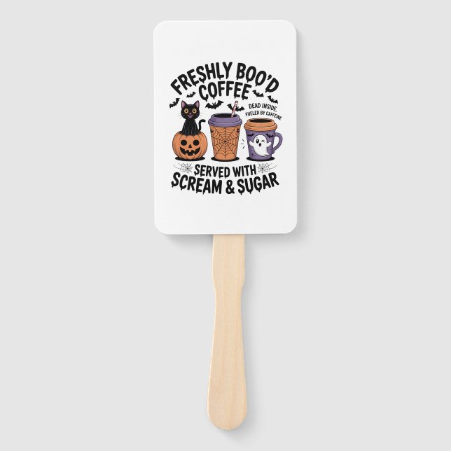 Freshly Boo'd Coffee Halloween Hand Fan (Front)