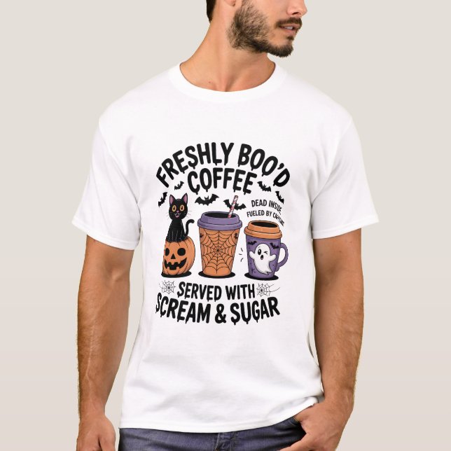 Freshly Boo'd Coffee Halloween T-Shirt (Front)