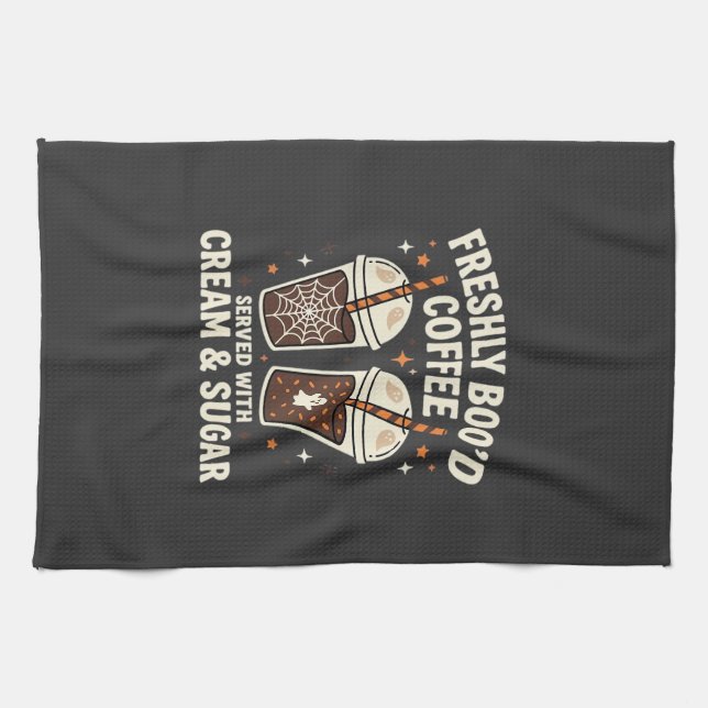 Freshly Bood Halloween Coffee Kitchen Towel (Horizontal)