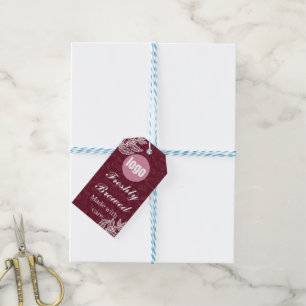Freshly Brewed Burgundy Cafe Gift Tag Logo
