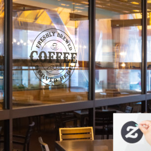 Freshly Brewed Coffee Business Window Cling