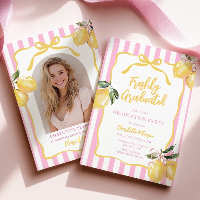 Freshly Graduated Coquette Graduation Invitation (Creator Uploaded)