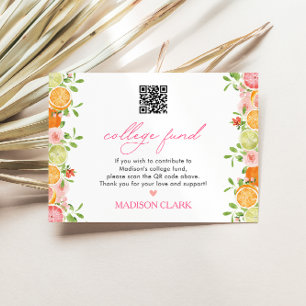 Freshly Graduated Floral Citrus College Fund Enclosure Card