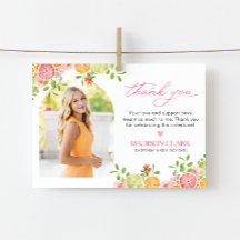 Freshly Graduated Floral Citrus Thank You Card