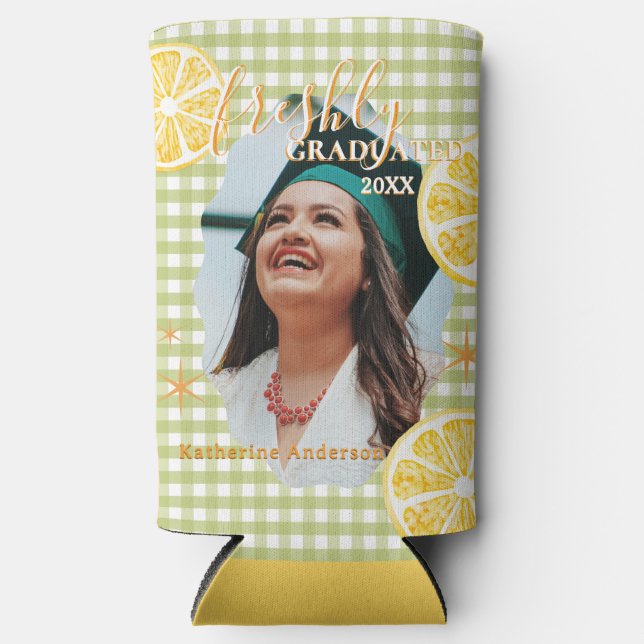 Freshly Graduated Lemon Gingaham  Seltzer Can Cooler (Front)