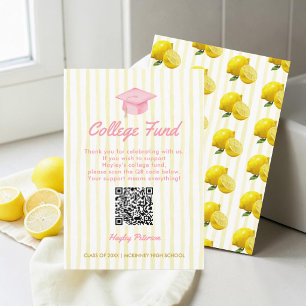 Freshly Graduated Lemon Grad Party College Fund Enclosure Card