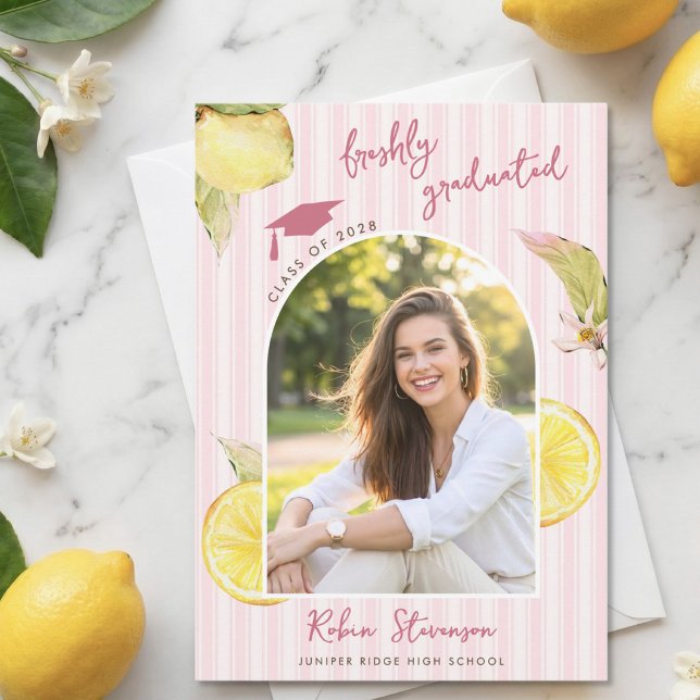 Freshly Graduated Lemon Graduation Announcement (Creator Uploaded)