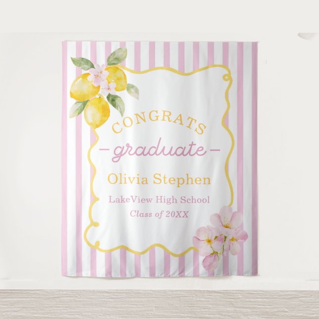 Freshly Graduated Lemon Graduation Decor Tapestry (Front)