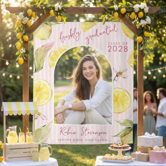 Freshly Graduated Lemon Graduation Party Backdrop Tapestry
