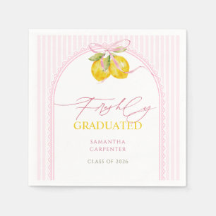 freshly graduated Lemon pink bow graduation PARTY Napkin