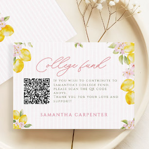 Freshly graduated lemon pink floral college fund enclosure card