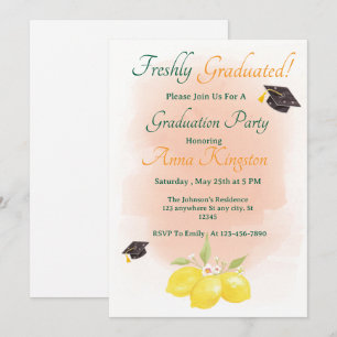 Freshly Graduated Lemon Pink Graduation Invitation