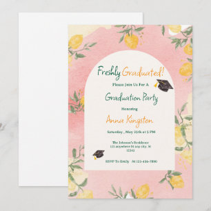 Freshly Graduated Lemon Pink Graduation Invitation