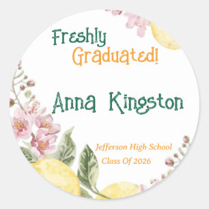 Freshly Graduated Lemon them Personalized Classic Round Sticker