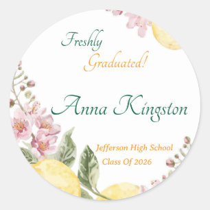 Freshly Graduated Lemon them Personalized Classic Round Sticker