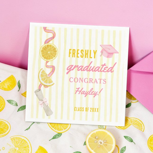 Freshly Graduated Lemonade Graduation Party Napkin (Creator Uploaded)