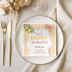 Freshly Graduated Lemonade Lemon Graduation Party Napkin