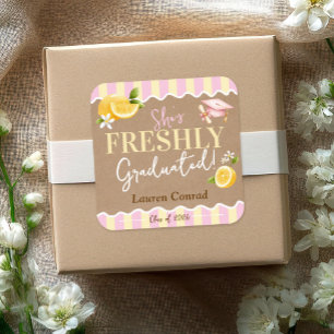FRESHLY Graduated Lemons Graduation Party Favour Square Sticker