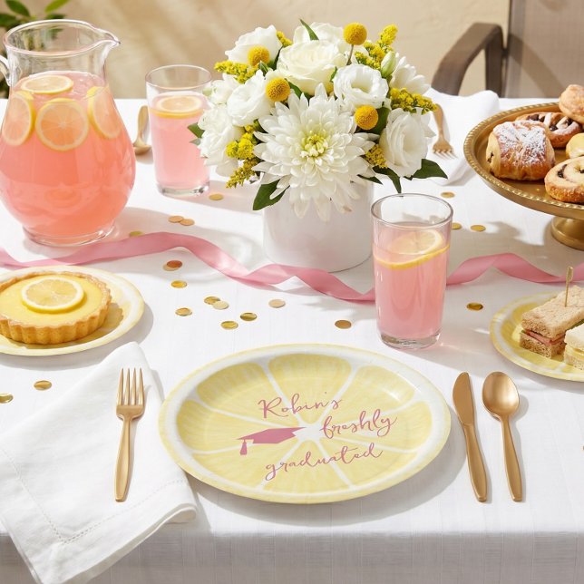 Freshly Graduated Personalized Lemon Paper Plate (Creator Uploaded)
