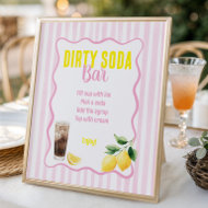 Freshly Graduated Pink Stripes Dirty Soda Bar Poster