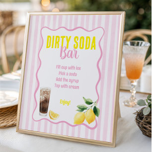 Freshly Graduated Pink Stripes Dirty Soda Bar Poster