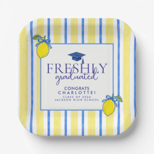 Freshly Graduated Watercolor Lemon Graduation Paper Plate
