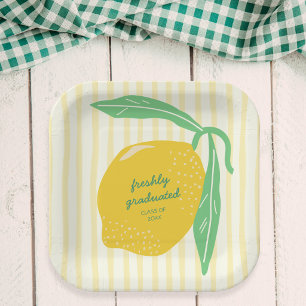 Freshly Graduated Yellow Lemon Citrus Graduation Paper Plate