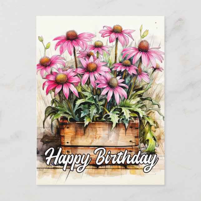 Freshly Picked Aster Flower Art Postcard (Front)