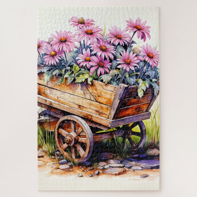 Freshly Picked Aster Flower Illustration Jigsaw Puzzle (Vertical)