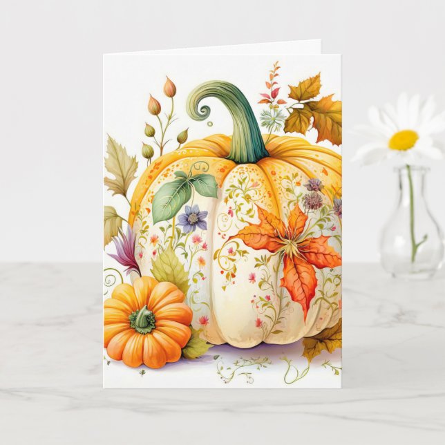 Freshly Picked Fall Harvested Pumpkin Card (Small Plant)