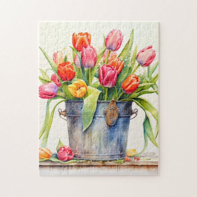 Freshly Picked Tulip Flowers Jigsaw Puzzle (Vertical)