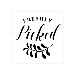 Freshly Picked Typography Fresh Produce Rubber Stamp