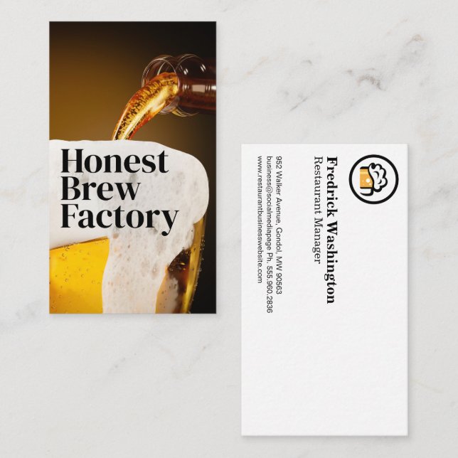 Freshly Poured Glass of Beer | Brewery Business Card (Front/Back)