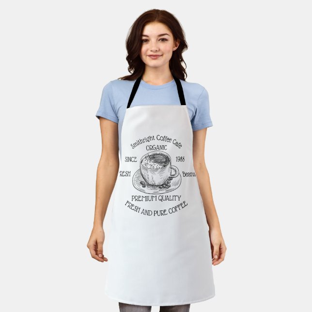 Freshly Roasted Coffee Cup White Apron (Worn)