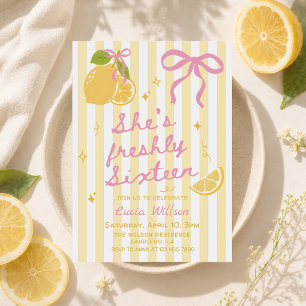 FRESHLY Sixteen Lemons Pink & Yellow 16th Birthday Invitation